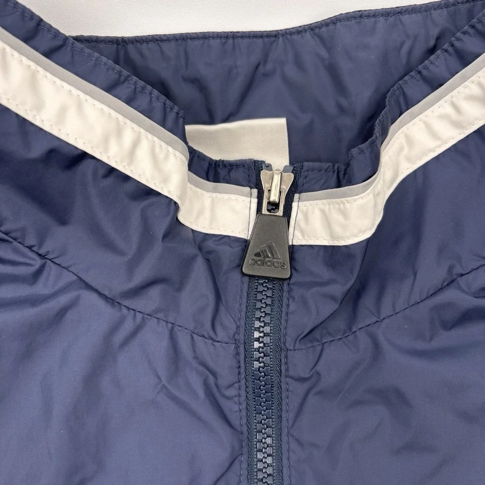 Adidas Windbreaker Jacket Mens XL Navy Blue White Striped Vintage Full Zip Vtg